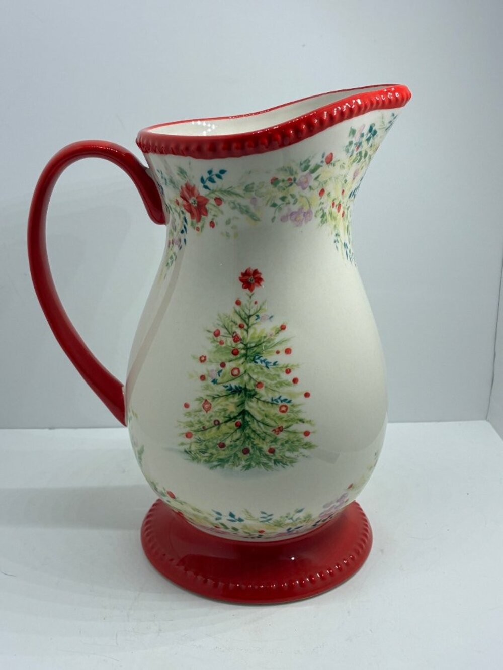 Pioneer Woman Holiday Cheer Christmas Tree Ceramic Pitcher Holiday Serveware 10"